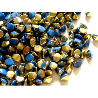 Pohanka korálky cobalt blue + bronz, 5x3,5 mm
