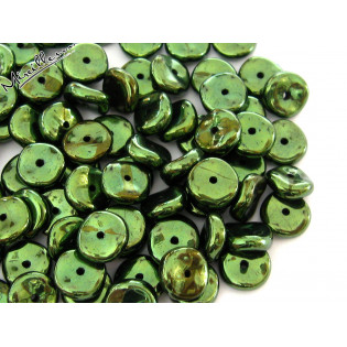 Zvlněná placička metallic green lesk, 8 mm