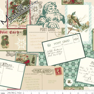 Látka Postcards for Santa pohlednice zelené