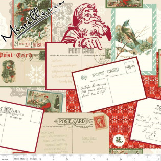 Látka Postcards for Santa pohlednice červené