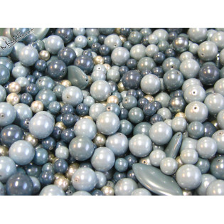 Mix duhových perlí modro/šedých, 50 g