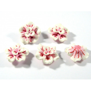 Fimo květina white/pink