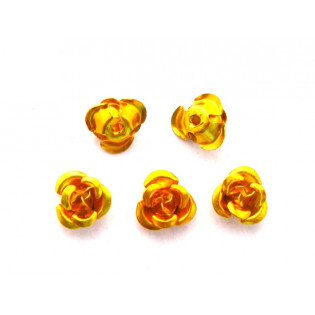 Hliníková růžička zlato/žlutá, 6 mm