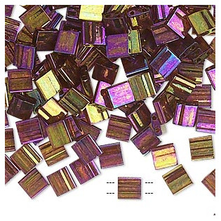 Miyuki Tila transparent luster rainbow dark topaz gold (TL301), 50 ks