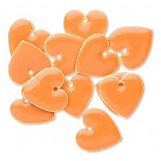 Jasně oranžové srdce, 16 mm smalt