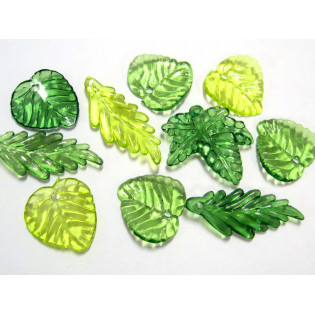 Mix plastových listů zelených, malé tvary